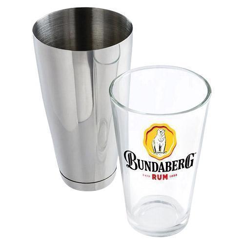 Bundaberg Rum Boston Stainless Steel Cocktail Shaker & 700mL Glass 