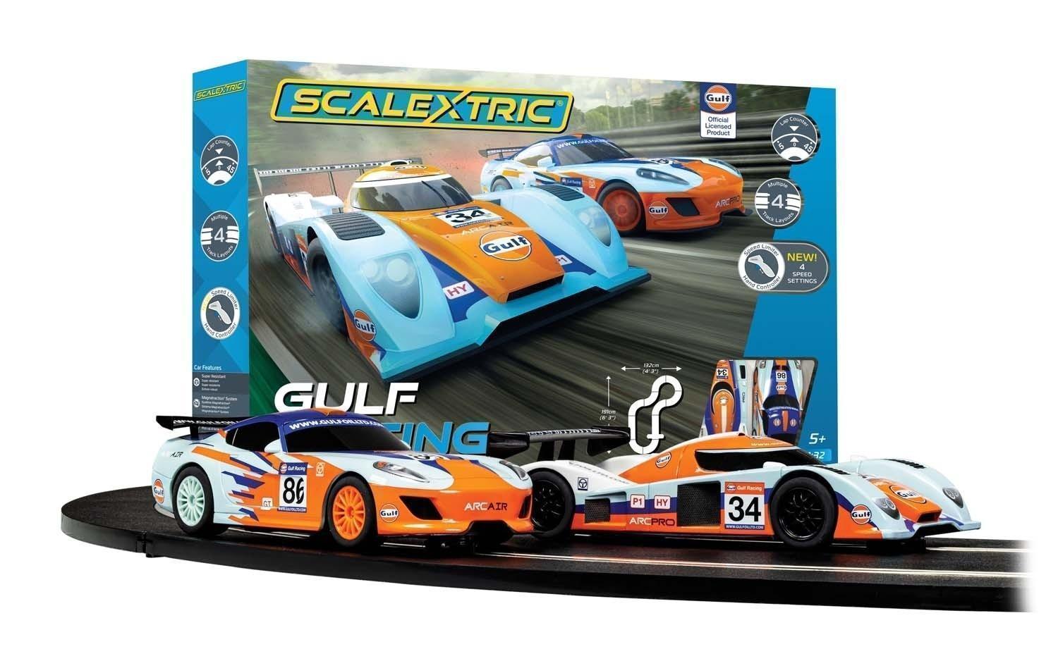 Scalextric Gulf Racing Set LMP VS GT Gulf 1:32 Scale Track, Cars and Controller Included Model Slot Car