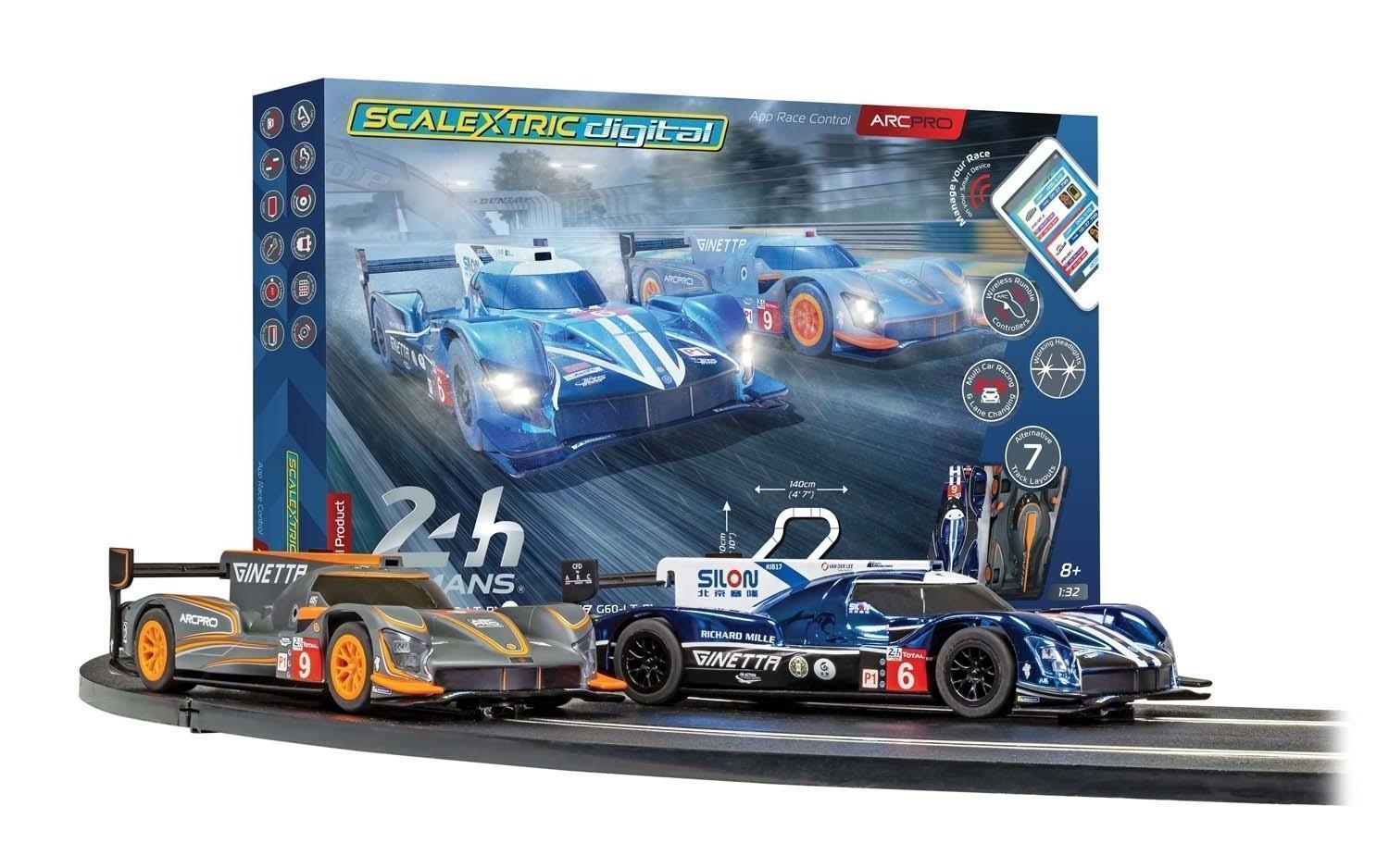 Scalextric Arch Pro 24h Le Mans Ginetta G60-LT-P1 1:32 Scale Track, Cars and Controller Included Model Slot Car