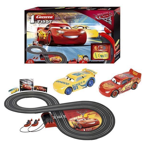 Disney Pixar Cars Lightning McQueen & Dinoco Cruz Ramierz Carrera First Slot Car Set With 2.4m Track