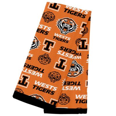 Wests Tigers NRL Team Logo Design Cotton 40cm x 60cm Tea Towel