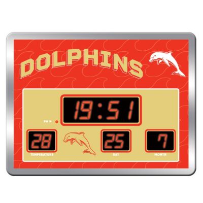 The Dolphins NRL Date Time LED Scoreboard Digital Clock Thermometer