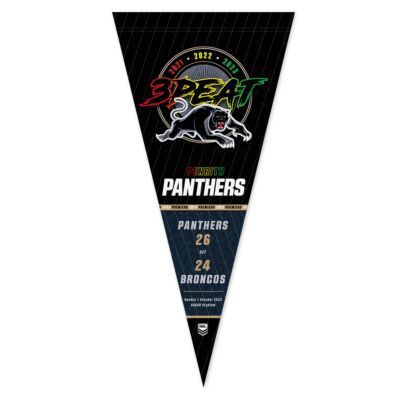 Penrith Panthers 2023 NRL Three-Peat Premiers Back To Back To Back Felt Wall Pennant Banner Flag