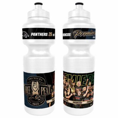 Penrith Panthers 2023 NRL Three-Peat Premiers Back To Back To Back Team Image Plastic Drink Water Bottle