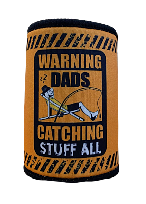 Warning: Dads Catching Stuff All Neoprene Can Cooler Stubby Holder Fathers Day Gift Idea