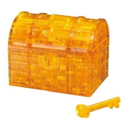 Treasure Chest With Key (Gold) Crystal Puzzle 3D Jigsaw 52 Pieces Fun Activity DIY Gift Idea