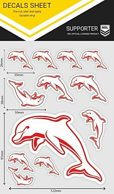 Dolphins NRL Logo Set of 12 UV Car Decal Sticker Stickers Sheet iTag