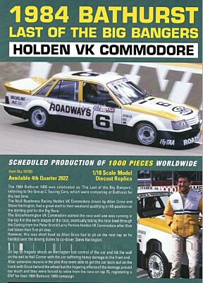 1984 Bathurst 'Last Of The Big Bangers'   Allan Grice / Steve Harrington   Holden VK Commodore  1:18 Scale Model Car