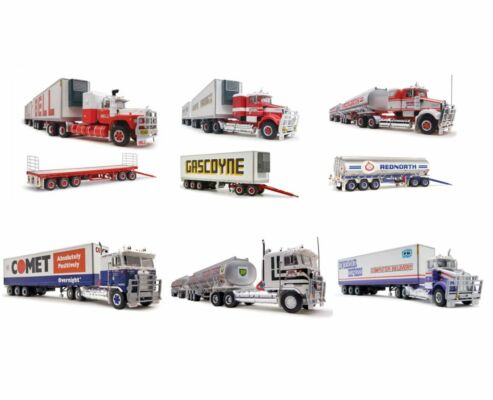 Collection Of 6 Highway Replicas Road Trains With Additional Trailer & Dolly + Prime Mover Single Trailers 1:64 Scale Die Cast Model Trucks