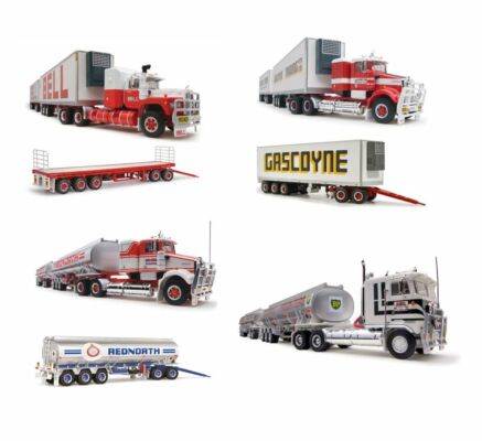 Highway Replicas 4 Truck Road Train Collection Bell Freight + Gascoyne Freight + Rednorth Tanker + BP Blackall Tanker 1:64 Scale Die Cast Model Truck
