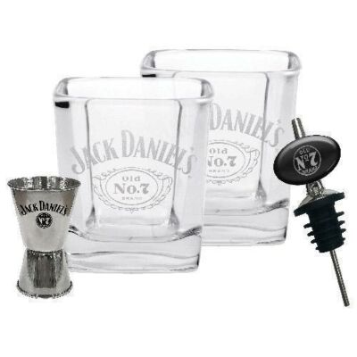 Jack Daniel's (Jack Daniels) JD Old No7 280ml Set Of 2 Spirit Glasses Double Jigger & Pourer Gift Pack