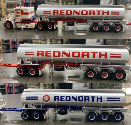 Highway Replicas Rednorth Tanker Road Train Die Cast Model Truck With Additional Trailer & Dolly 1:64 Scale