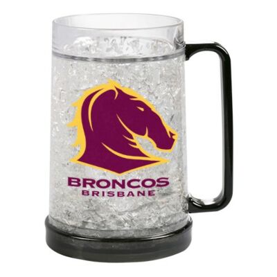 Brisbane Broncos NRL Team Logo Gel Ezy Freeze Mug Stein Drinking Plastic Cup