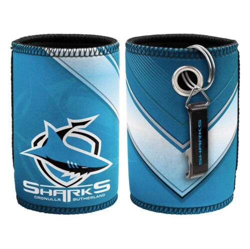 Cronulla Sharks NRL Team Logo Neoprene Can Cooler Stubby Holder With Bottle Opener