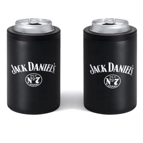 Jack Daniels JD Old No.7 Black Insulated Stainless Steel Can Cooler Stubby Holder With Twist Top