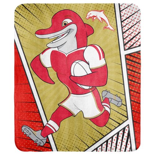 Dolphins NRL Team Mascot Coral Fleece Throw Rug Picnic Blanket