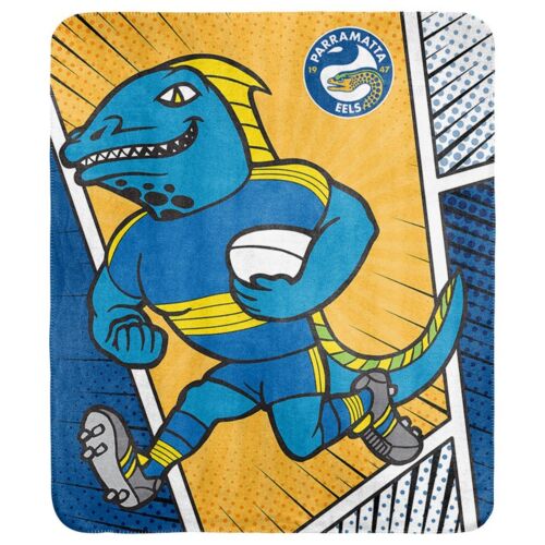 Parramatta Eels NRL Team Mascot Coral Fleece Throw Rug Picnic Blanket