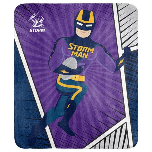 Melbourne Storm NRL Team Mascot Coral Fleece Throw Rug Picnic Blanket