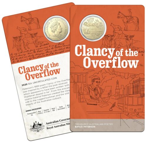 2020 Clancy Of The Overflow By Banjo Paterson 50c Uncirculated Coin RAM