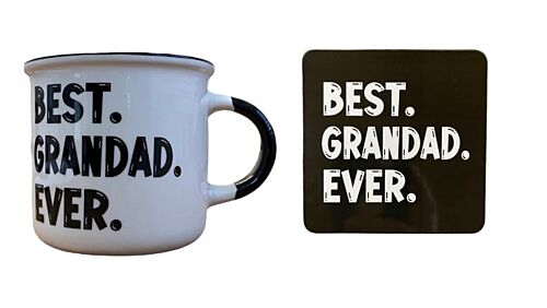 Best Grandad Ever 330mL Coffee Tea Mug Cup And Cork Backed Coaster 2 Piece Gift Set In Box