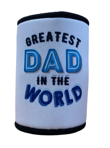 Greatest Dad In The World Neoprene Can Cooler Stubby Holder Fathers Day Gift Idea  