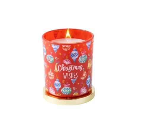 Christmas Candle Christmas Wishes Cinnamon Scented Single Wick Candle With Lid 30 Hour Burn Time