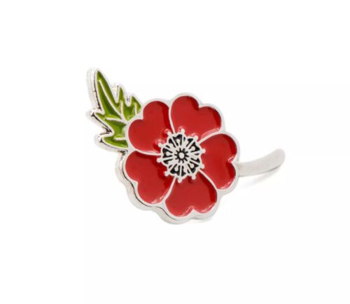 Red Poppy Stem Poppy Recollections Lapel Pin Badge On Card