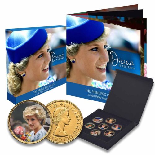 Diana In Australia The Princess of Wales Enamel 7 Coin Penny Collection