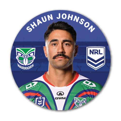 New Zealand Warriors NRL Team Logo Shaun Johnson Player Image Bar Pin Button Badge