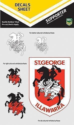 St George Illawarra Dragons NRL Logo Set of 5 UV Car Decal Sticker Stickers Sheet iTag