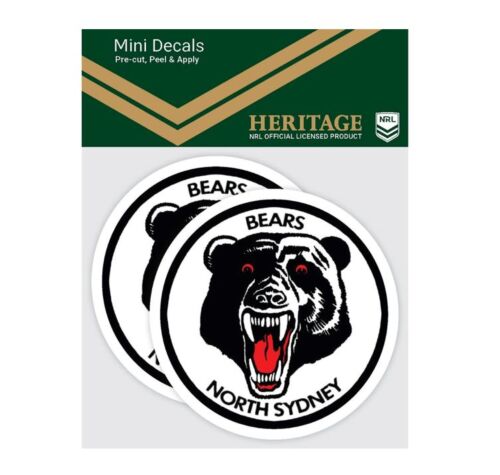 North Sydney Bears NRL Set of 2 Mini Heritage Logo Decals Car Stickers 