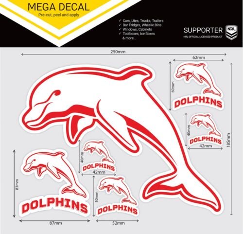 Dolphins NRL Club Logo Large Pre-Cut Car Spot Sticker Mega Decal