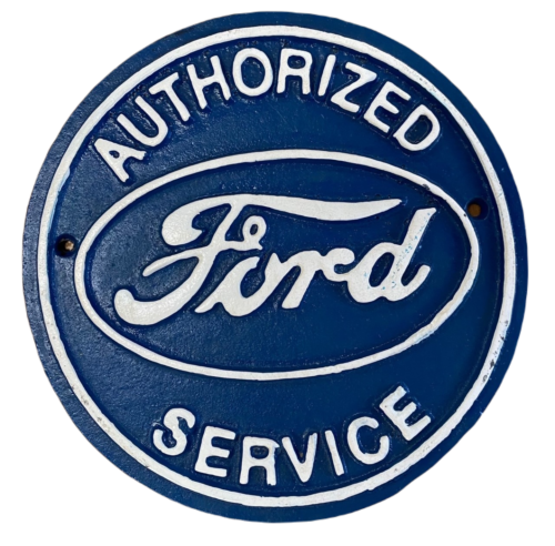 Ford Authorized Service Round 19cm Cast Iron Plaque Decorative Sign