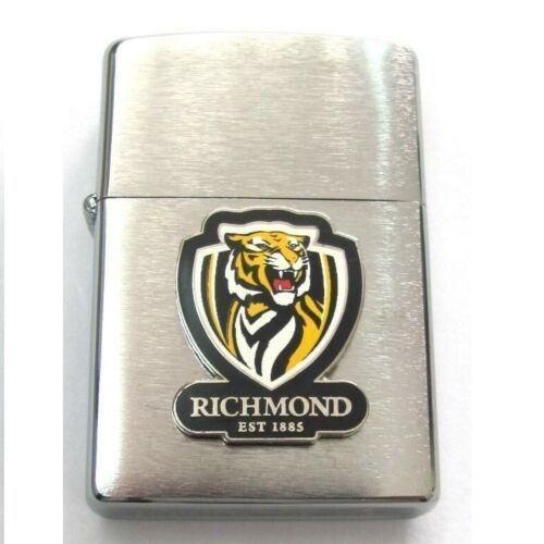 Richmond Tigers AFL Team Logo Silver Brushed Finish Zippo Lighter Smoking 