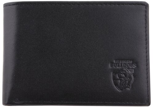 Western Bulldogs AFL Team Logo Black Leather Mens Wallet Boxed Great gift Idea