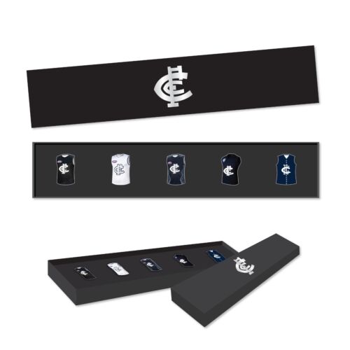 Carlton Blues AFL Team Set Of 5 Guernsey Pin Collection In Presentation Box