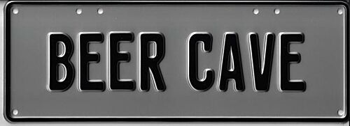 Beer Cave Black on Silver 37cm x 13cm Novelty Number Plate 