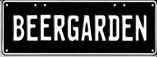 BeerGarden White on Black 37cm x 13cm Novelty Number Plate 