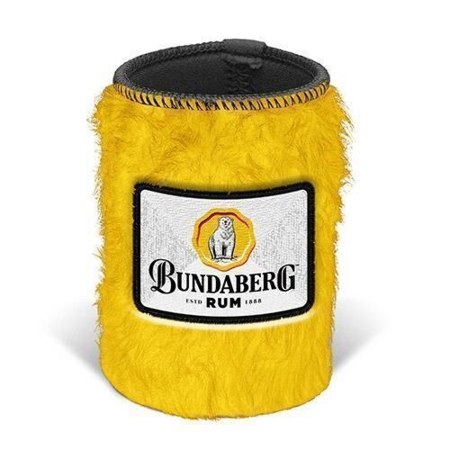 Bundaberg Bundy Rum Yellow Furry Neoprene Can Cooler Stubby Holder 