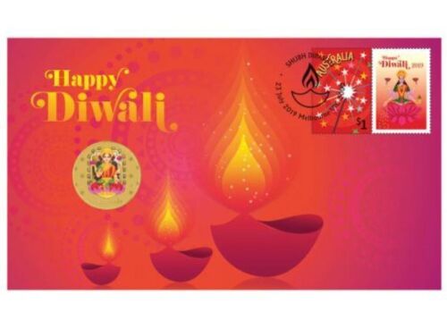 2019 $1 Happy Diwali Al-Br Stamp and Coin Cover PNC