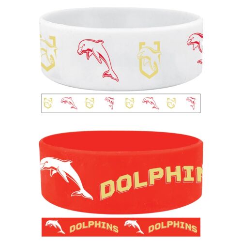 Dolphins NRL Team Logo Pack Of 2 Silicone Supporter Wrist Bands 