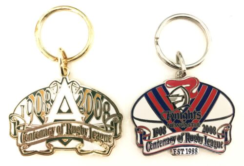 Newcastle Knights With ARL Set of 2 NRL Centenary 1908-2008 Metal Key Rings Keyring 