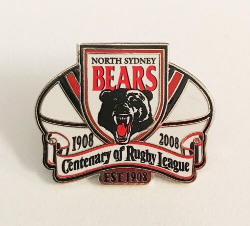 North Sydney Bears NRL Centenary 1908-2008 Metal Lapel Pin Badge