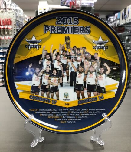 North Queensland Cowboys 2015 NRL Premiers Team Image Collector Plate And Stand
