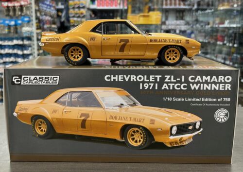 1971 ATCC Winner Bob Jane 50th Anniversary Gold Livery Chevrolet ZL-1 Camaro 1:18 Scale Die Cast Model Car