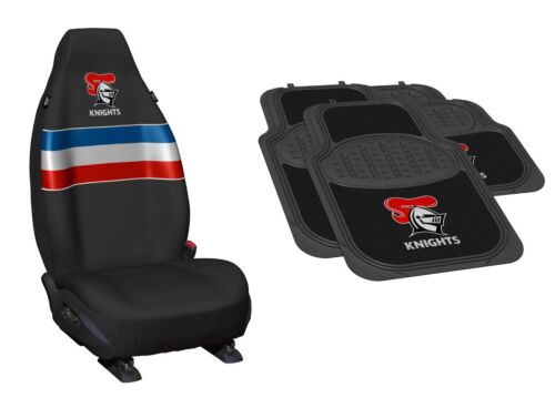 Set of 2 Newcastle Knights NRL Car Seat Covers & 4 Floor Mats