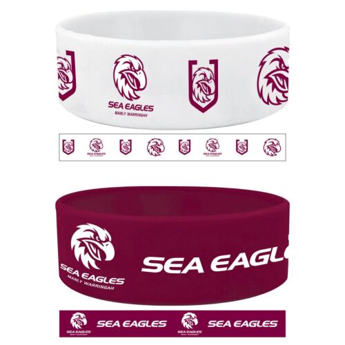 Manly Sea Eagles NRL Team Logo Pack Of 2 Silicone Supporter Wrist Bands 