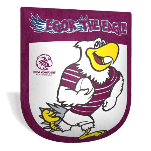 Manly Sea Eagles NRL Team Logo 35x40cm Egor The Eagle Mascot Shield Shaped Cushion Pillow