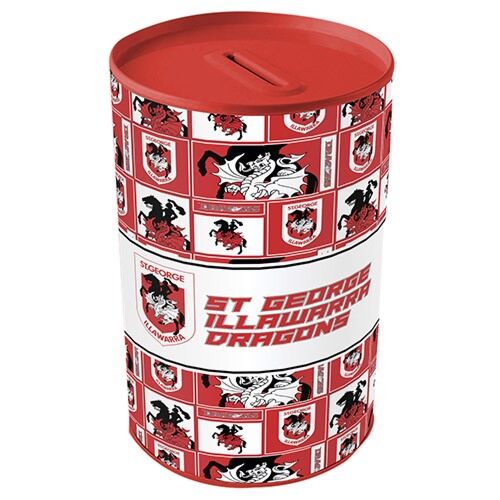 St George Dragons NRL Team Round Tin Money Box