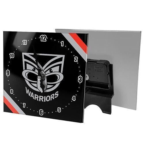 New Zealand Warriors NRL Analogue Mini Glass Clock Time With Stand